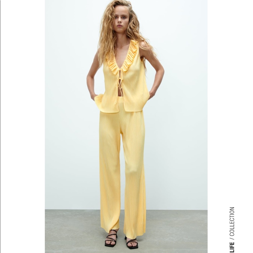 Zara pleated ruffled top and pants